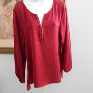Shelli Secal Ladies Blouse Top LS zipper closure Designer NWT  XS